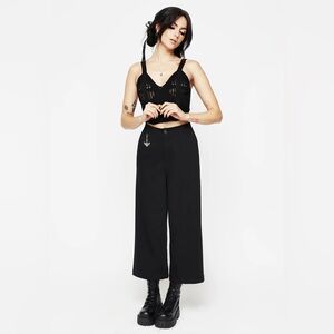 Disturbia Black Cropped Wide Leg Trousers